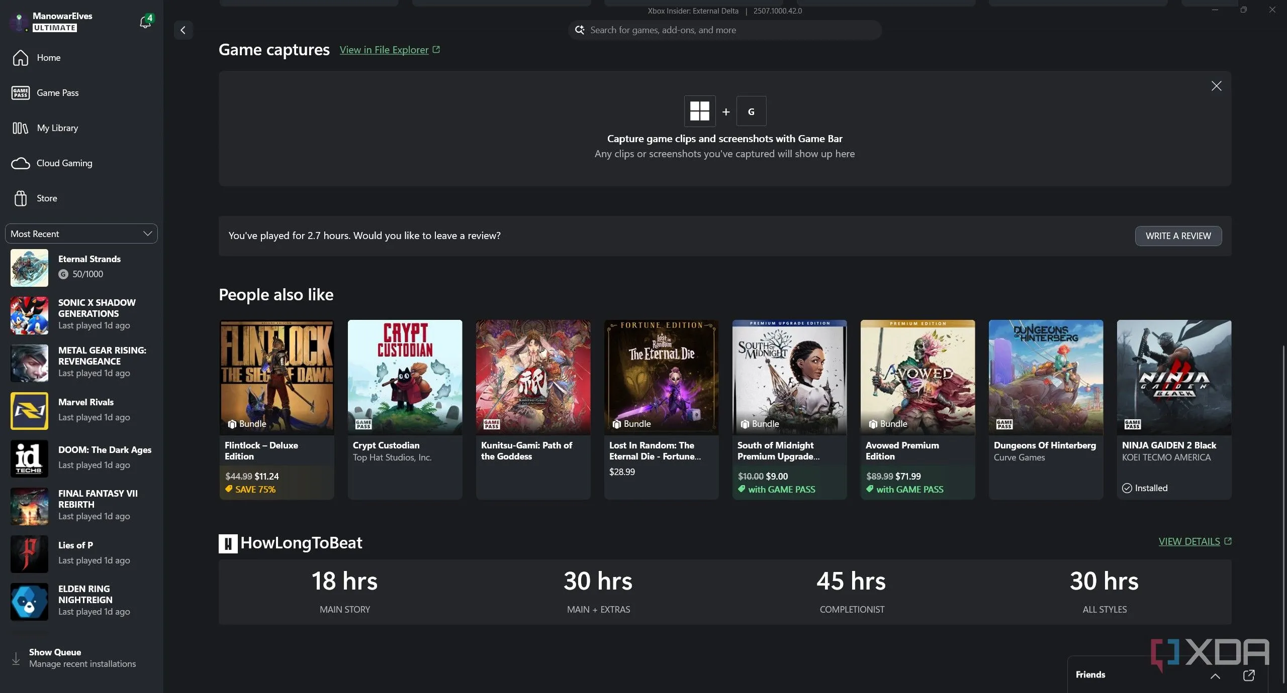 Thư viện game hợp nhất trên Xbox PC App hiển thị Elden Ring và Halo: MCC với logo BattlEye không chính xác