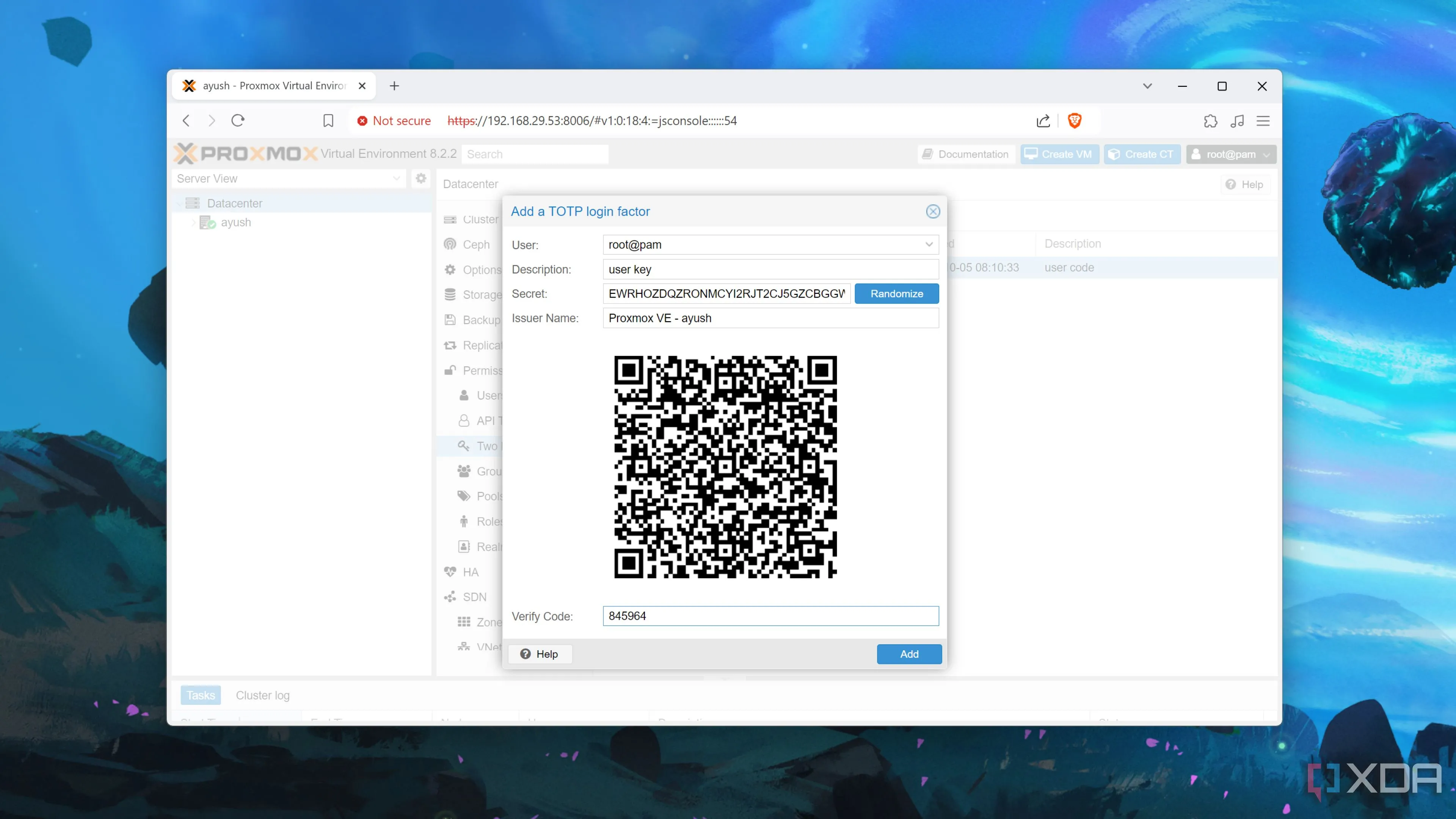 Tính năng đăng nhập TOTP của Proxmox, một biện pháp xác thực đa yếu tố tăng cường bảo mật home lab