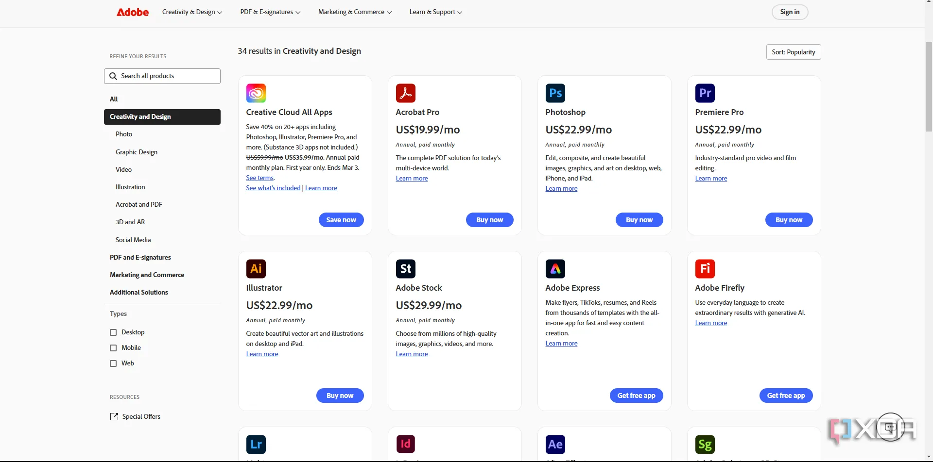 Tổng quan các phần mềm và gói dịch vụ Adobe Creative Cloud, thể hiện tính đồng bộ và nhất quán của hệ sinh thái