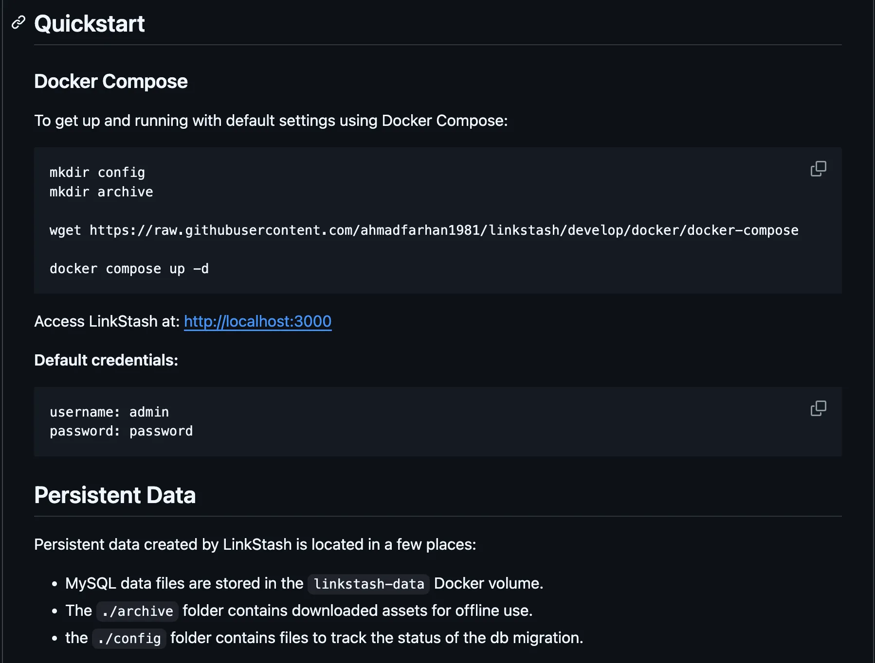 Trang dự án LinkStash trên GitHub, minh họa tính chất mã nguồn mở và khả năng tự host của công cụ quản lý bookmark.