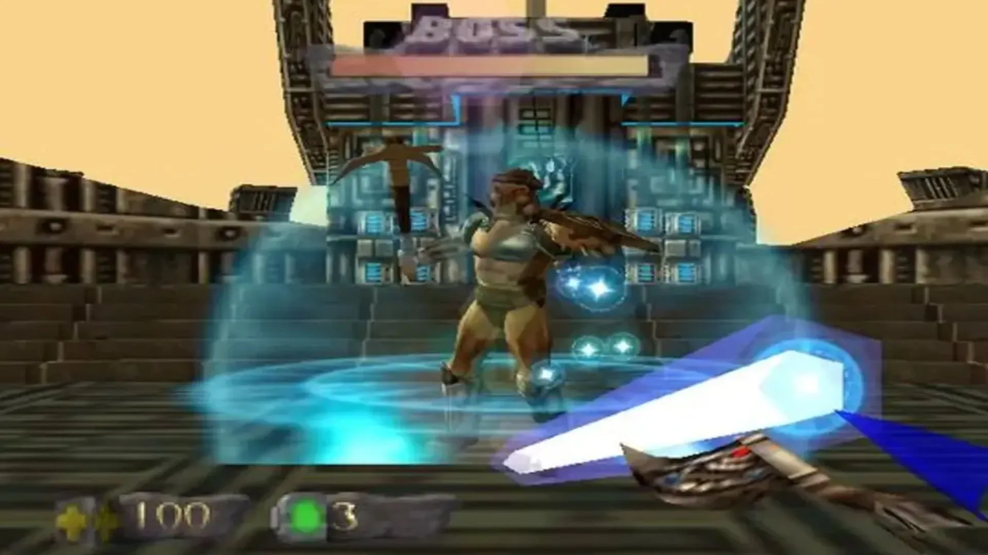 Turok dùng Chronoscepter trong Turok: Dinosaur Hunter, vũ khí cổ đại có khả năng tạo ra vết rách thời gian với sức công phá khủng khiếp.