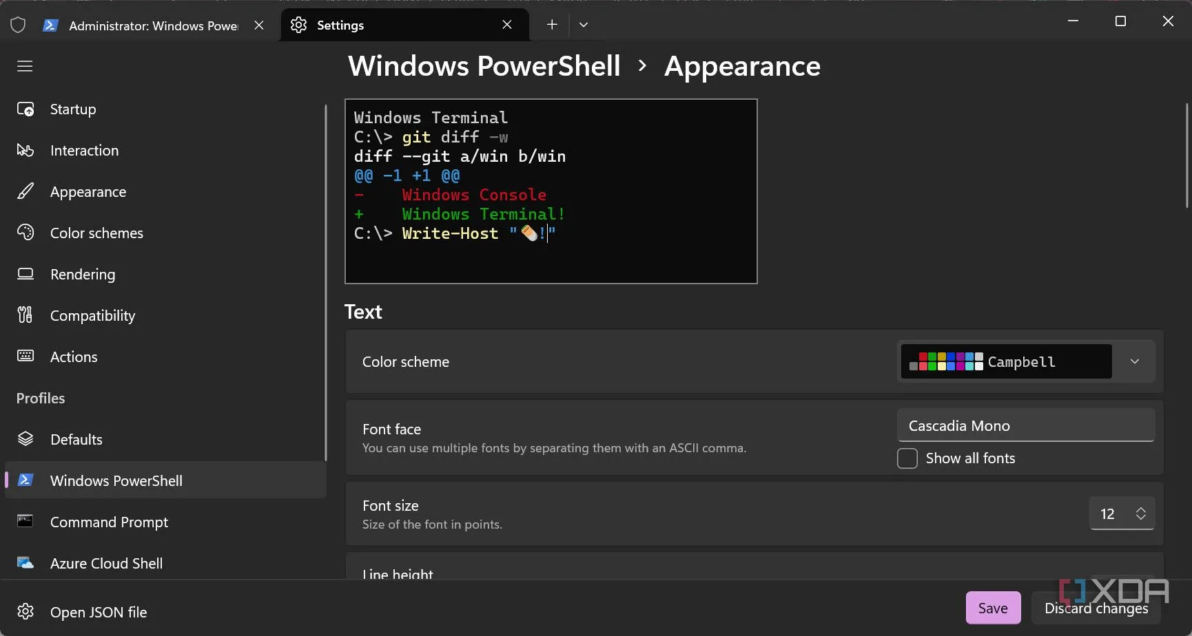 Tùy chỉnh giao diện hiển thị cho profile Windows PowerShell