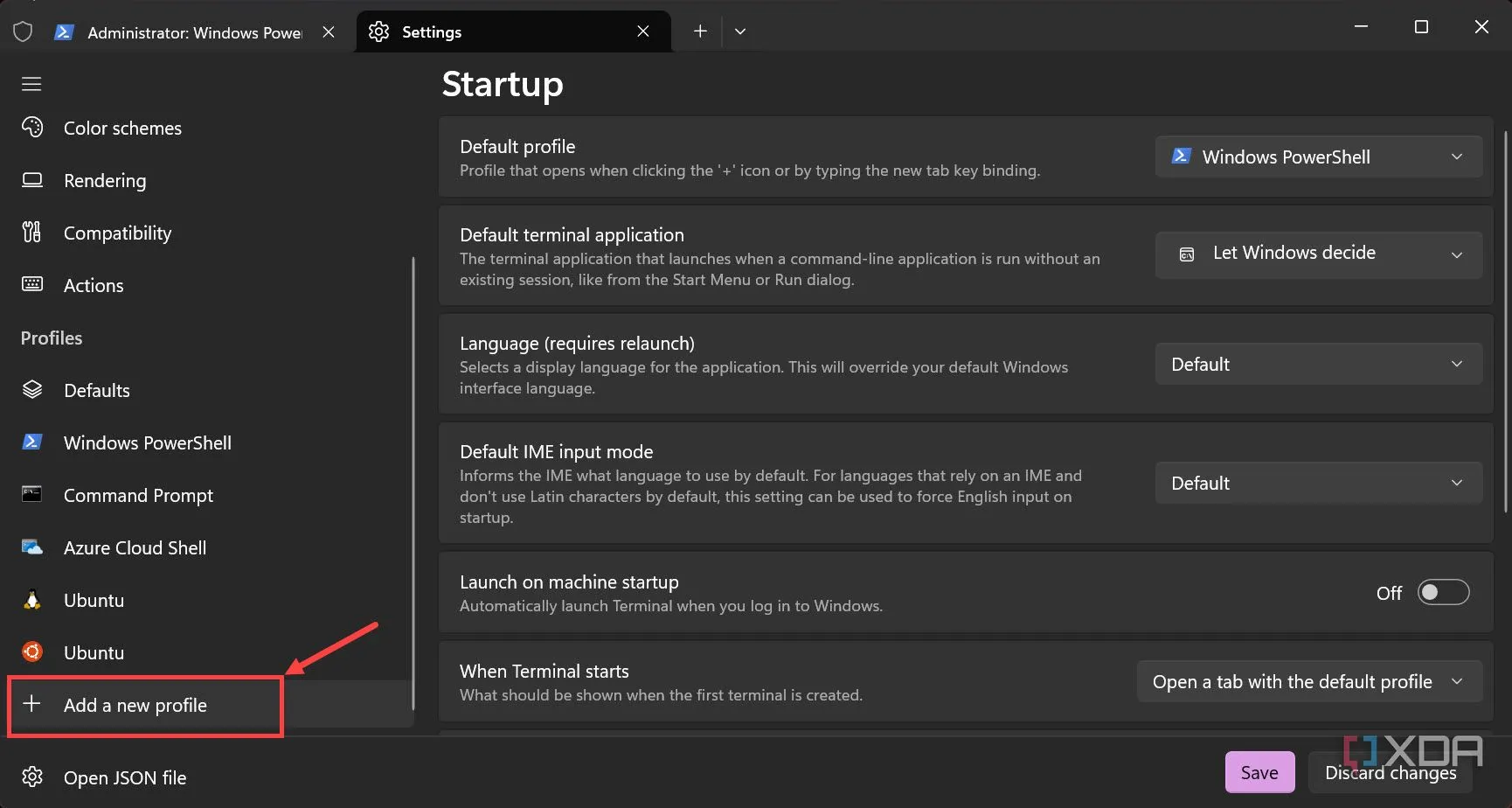 Tùy chọn thêm cấu hình (profile) mới vào Windows Terminal