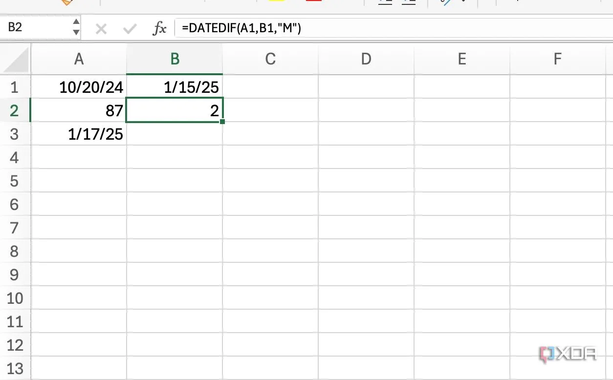 Ứng dụng hàm DATEDIF trong Excel để tính khoảng thời gian chính xác giữa hai ngày, bao gồm tháng và ngày lẻ cho kế hoạch dự án