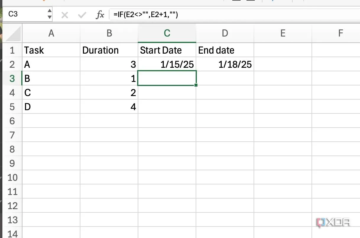 Ứng dụng hàm IF trong Excel để tạo các điều kiện phụ thuộc giữa các nhiệm vụ, giúp tự động hóa luồng công việc của dự án