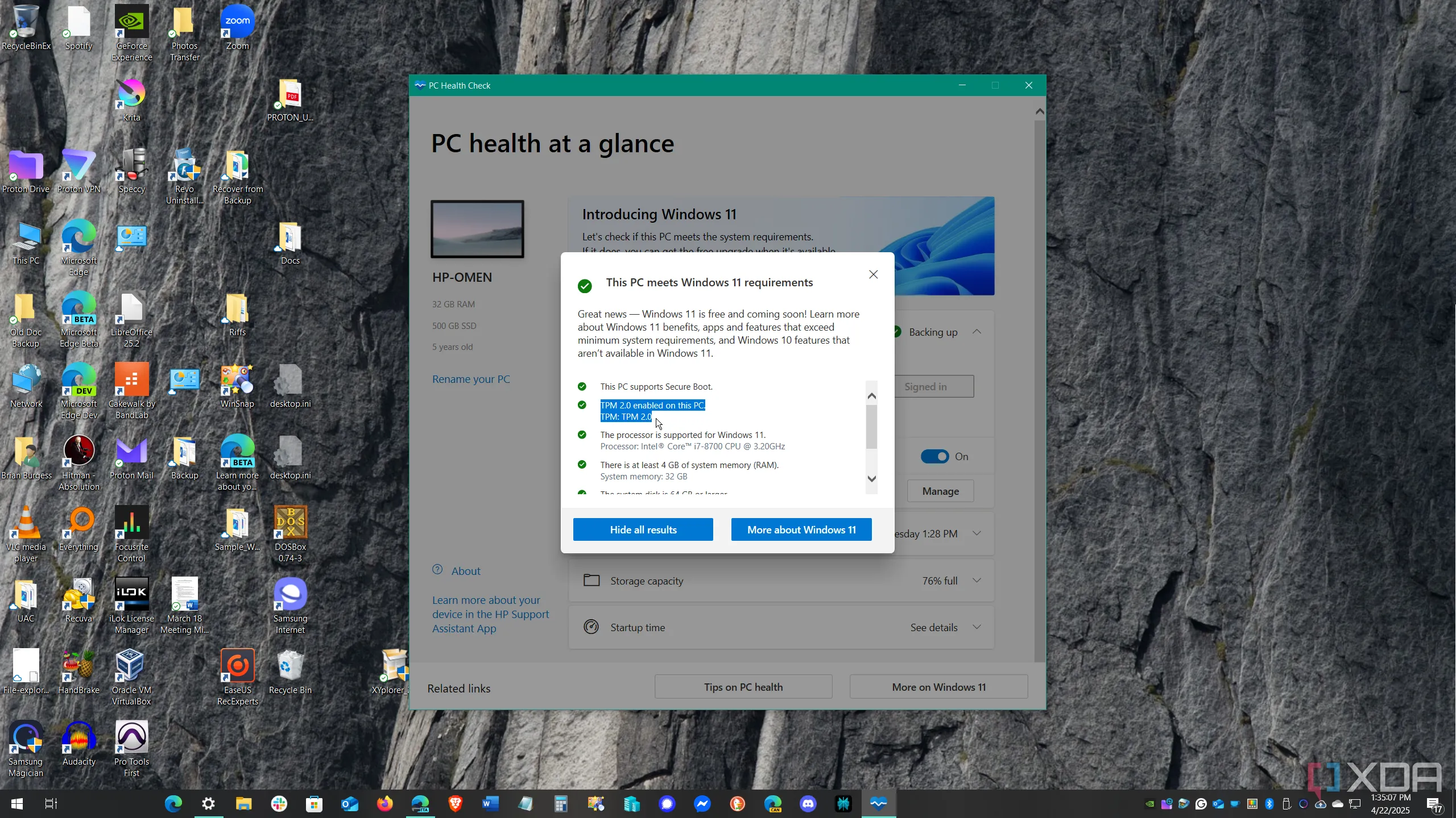 Ứng dụng Kiểm tra Sức khỏe PC (PC Health Check) đang chạy trên Windows 10