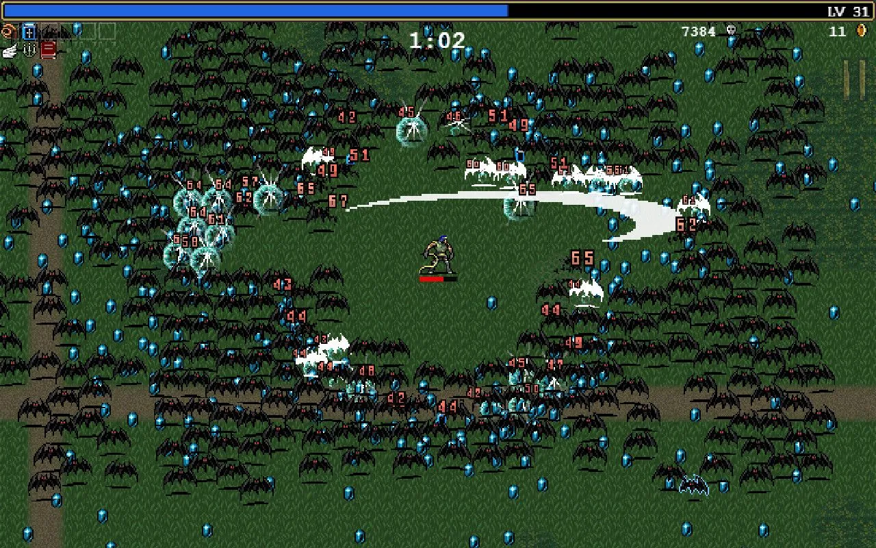 Vampire Survivors gameplay với nhóm dơi bị đánh bại