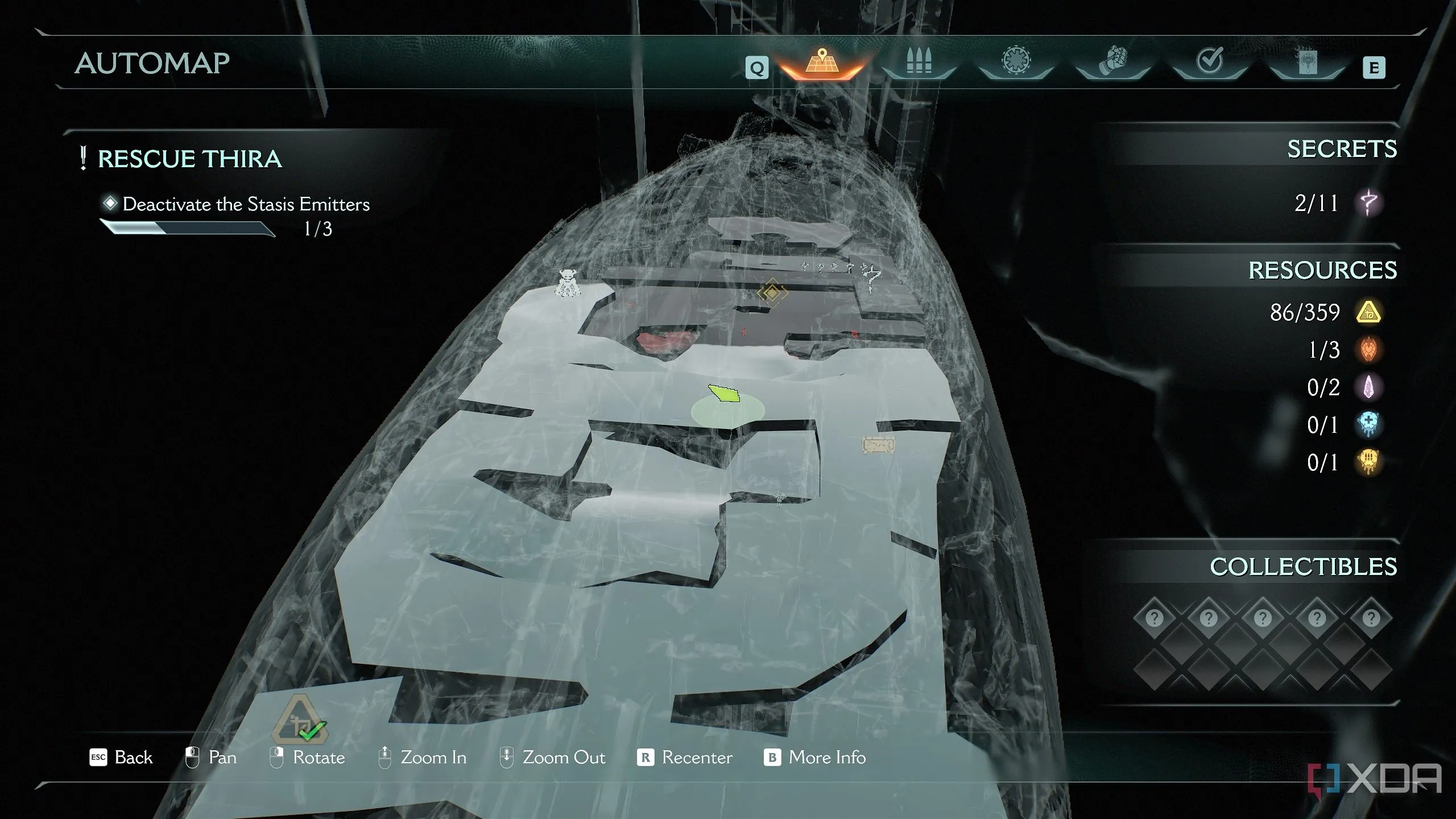 Vị trí bản đồ 3D Automap nơi sử dụng Shield Bash trong Chương 14 Doom: The Dark Ages