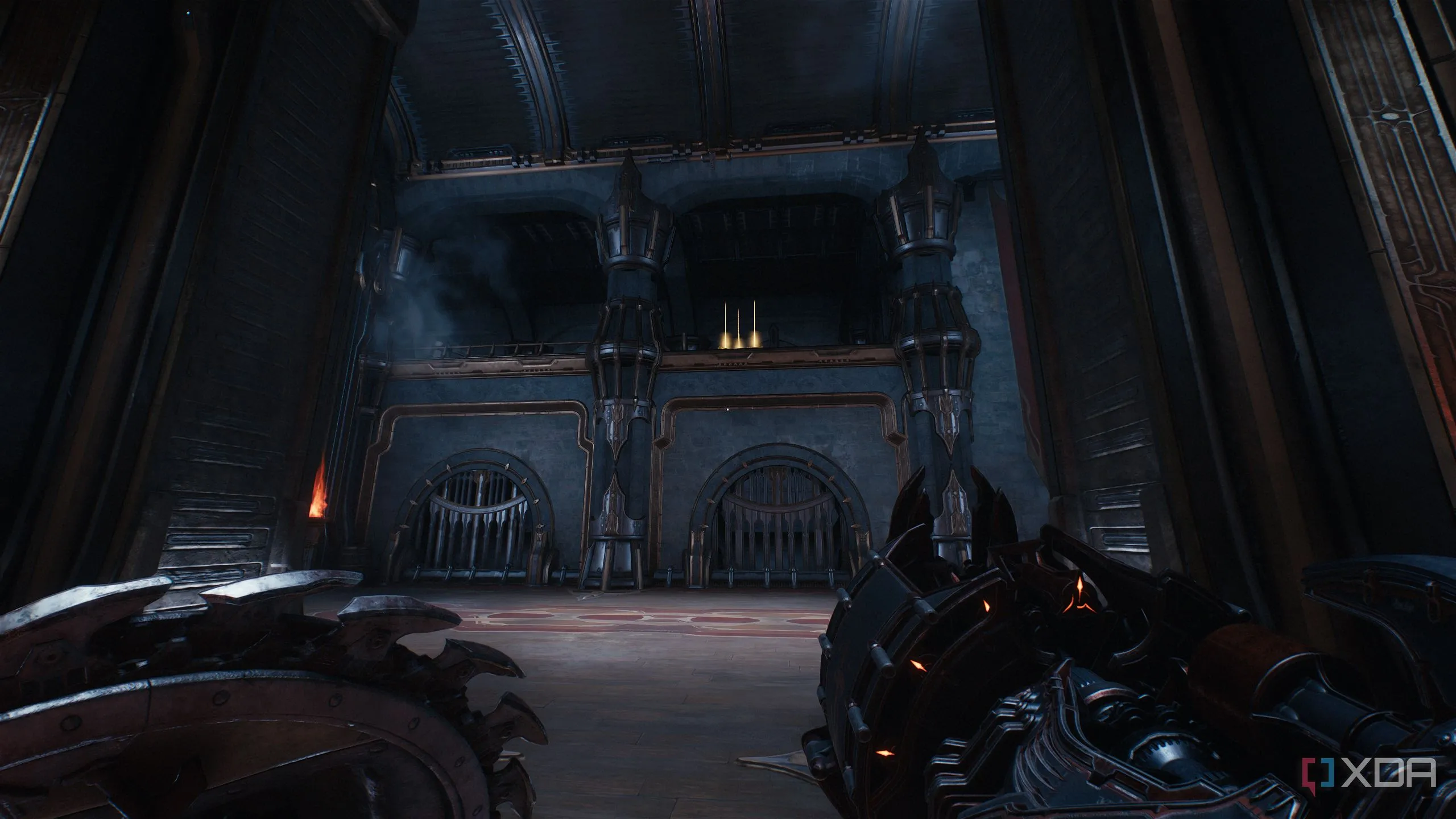 Vị trí các thanh vàng trên ban công cao trong khu vực bí mật của Doom: The Dark Ages