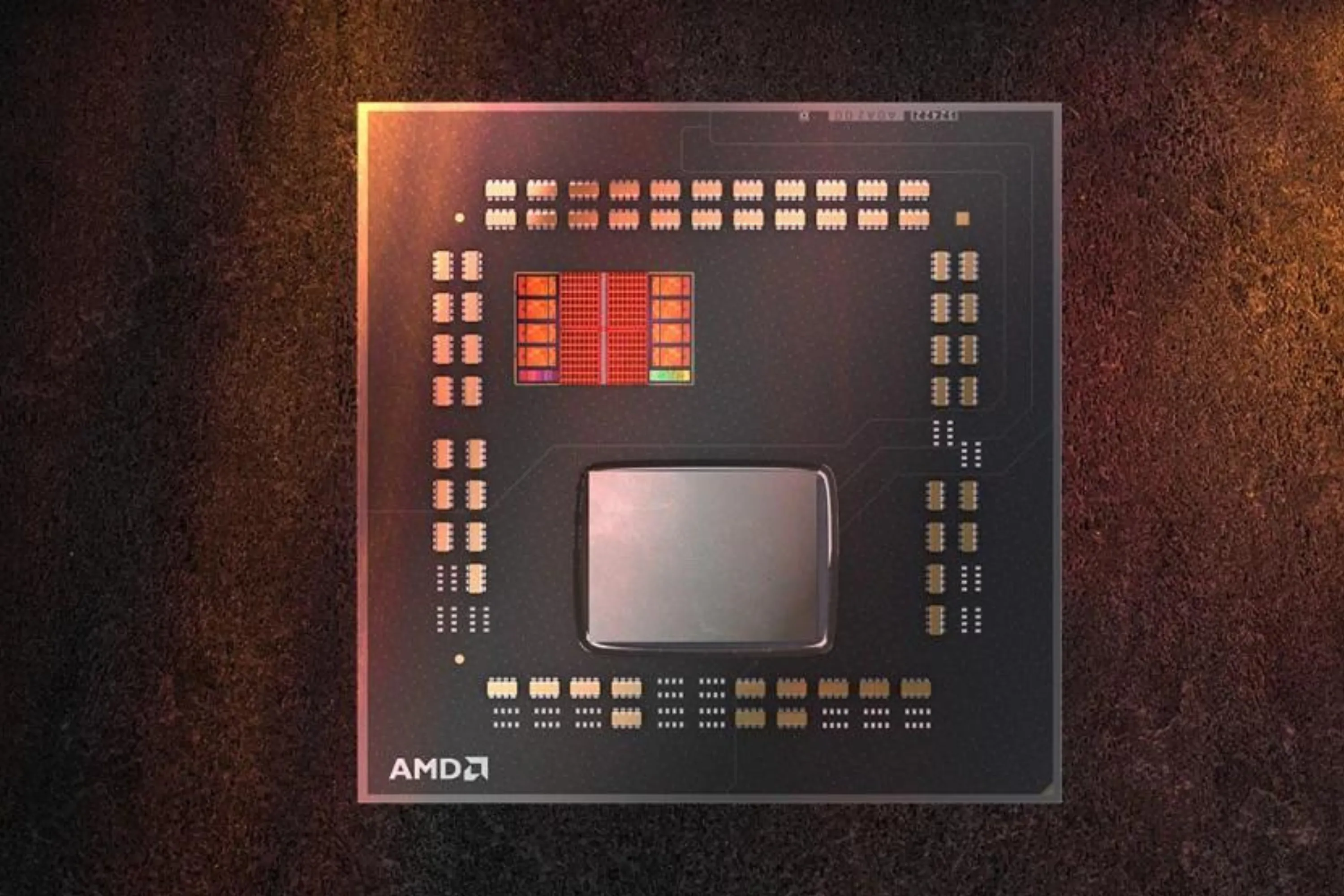 Vi xử lý AMD Ryzen 7 5800X3D cận cảnh, làm nổi bật cấu trúc chip và công nghệ 3D V-Cache.