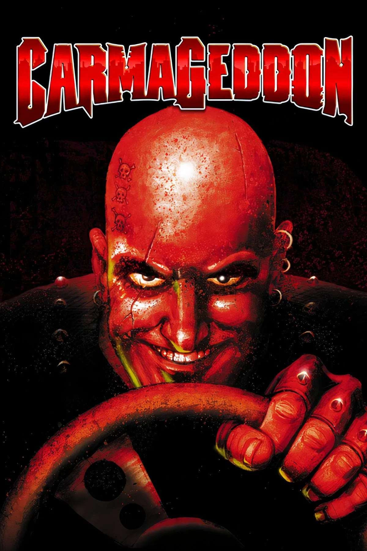 Xe đua va chạm và các chướng ngại vật trong game Carmageddon trên DOS